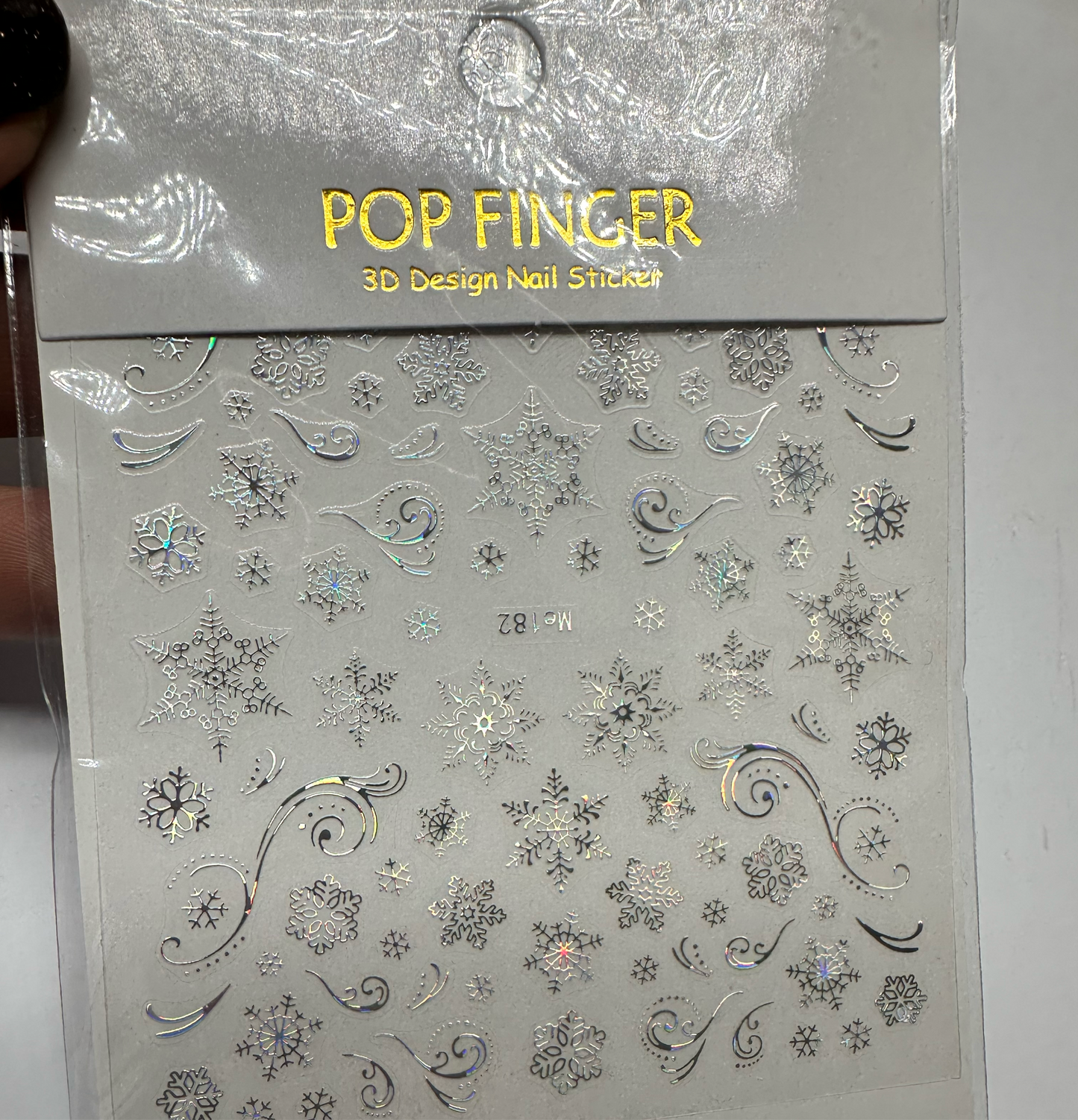 Nail Art Stickers - Holographic Silver Snow Flake ME182