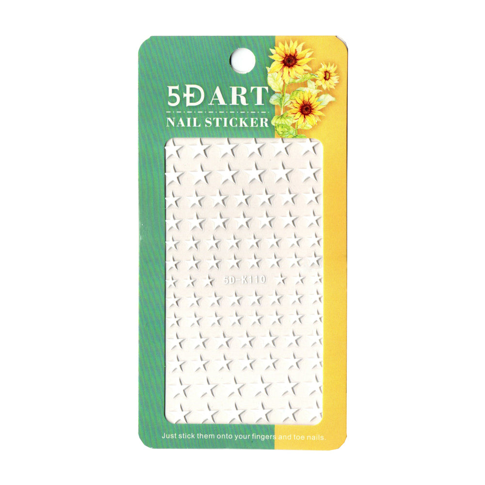 Nail Art Stickers - 5D White Stars 5D-K110