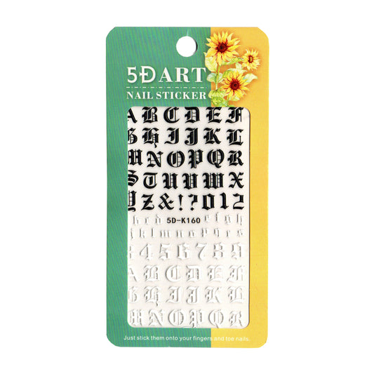 Nail Art Stickers - 5D Old English Alphabet 5D-K160