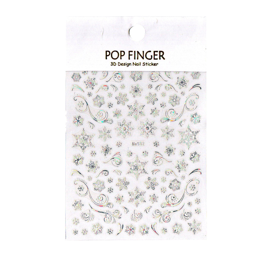 Nail Art Stickers - Holographic Silver Snow Flake ME182