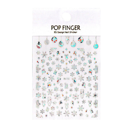 Nail Art Stickers - Holographic Silver Christmas ME190