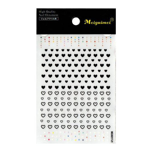 Nail Art Stickers - Black Hearts MG302