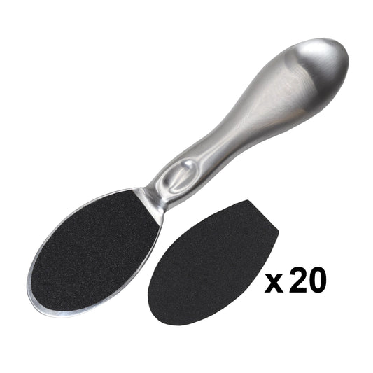 Stainless Steel Foot File (with 20 Refill Filling Pads)